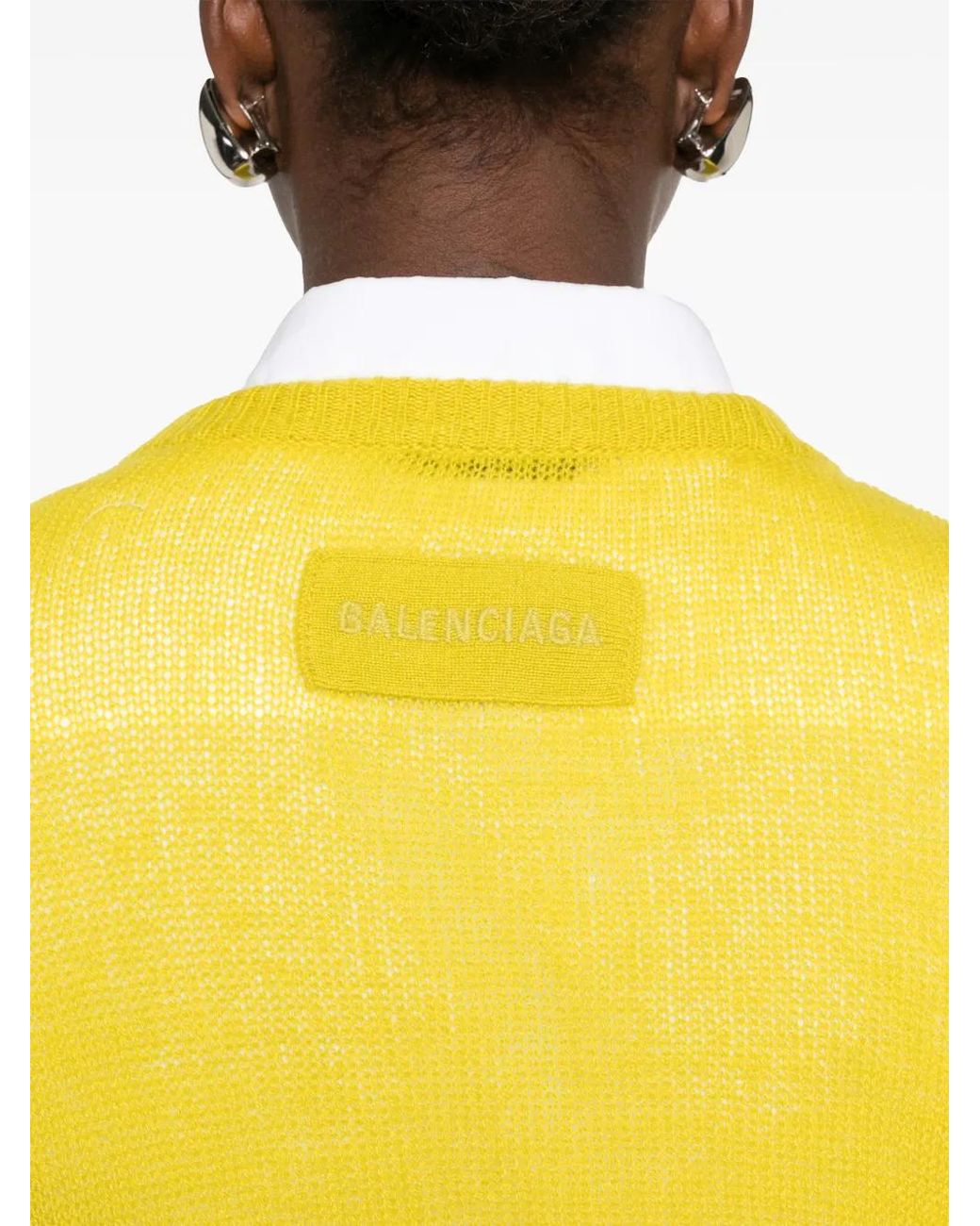 Balenciaga Yellow Cropped Crewneck