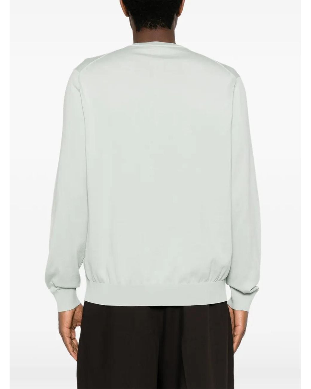Loro Piana White Crew-Neck Ribbed-Trim Sweater for men