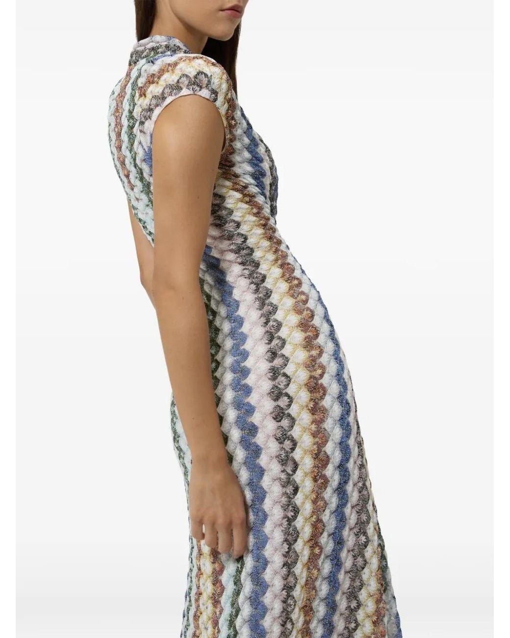 Missoni White Long Lace Dress With Knot Detail