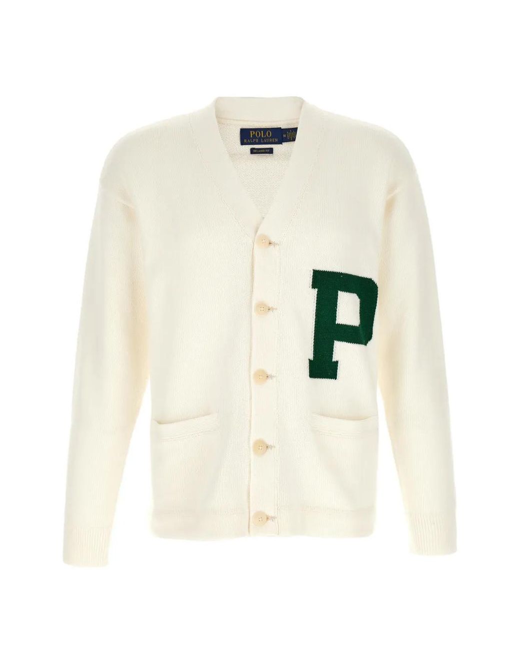 Polo Ralph Lauren White Letter-Intarsia Knitted Cardigan for men