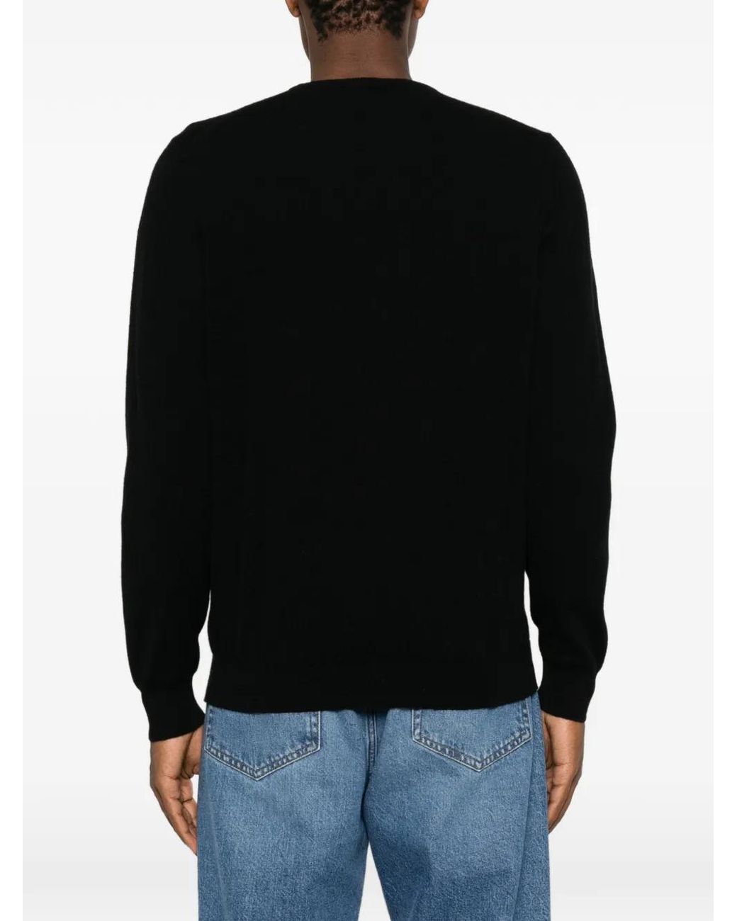 Fedeli Black Crew-Neck Long-Sleeve Sweater for men