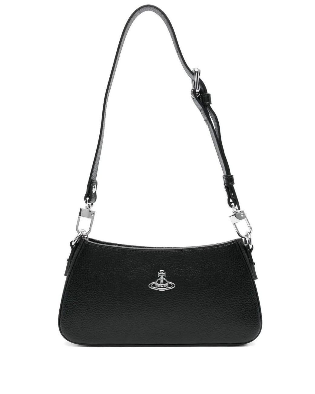 Vivienne Westwood Black Orb-Plaque Leather Shoulder Bag
