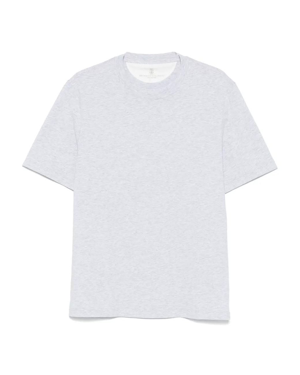 Brunello Cucinelli White Mélange-Effect T-Shirt for men