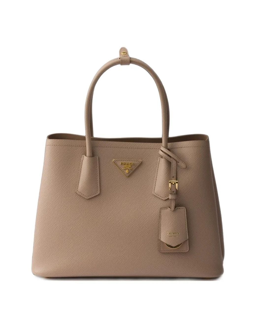 Borsa Double Media di Prada in Natural