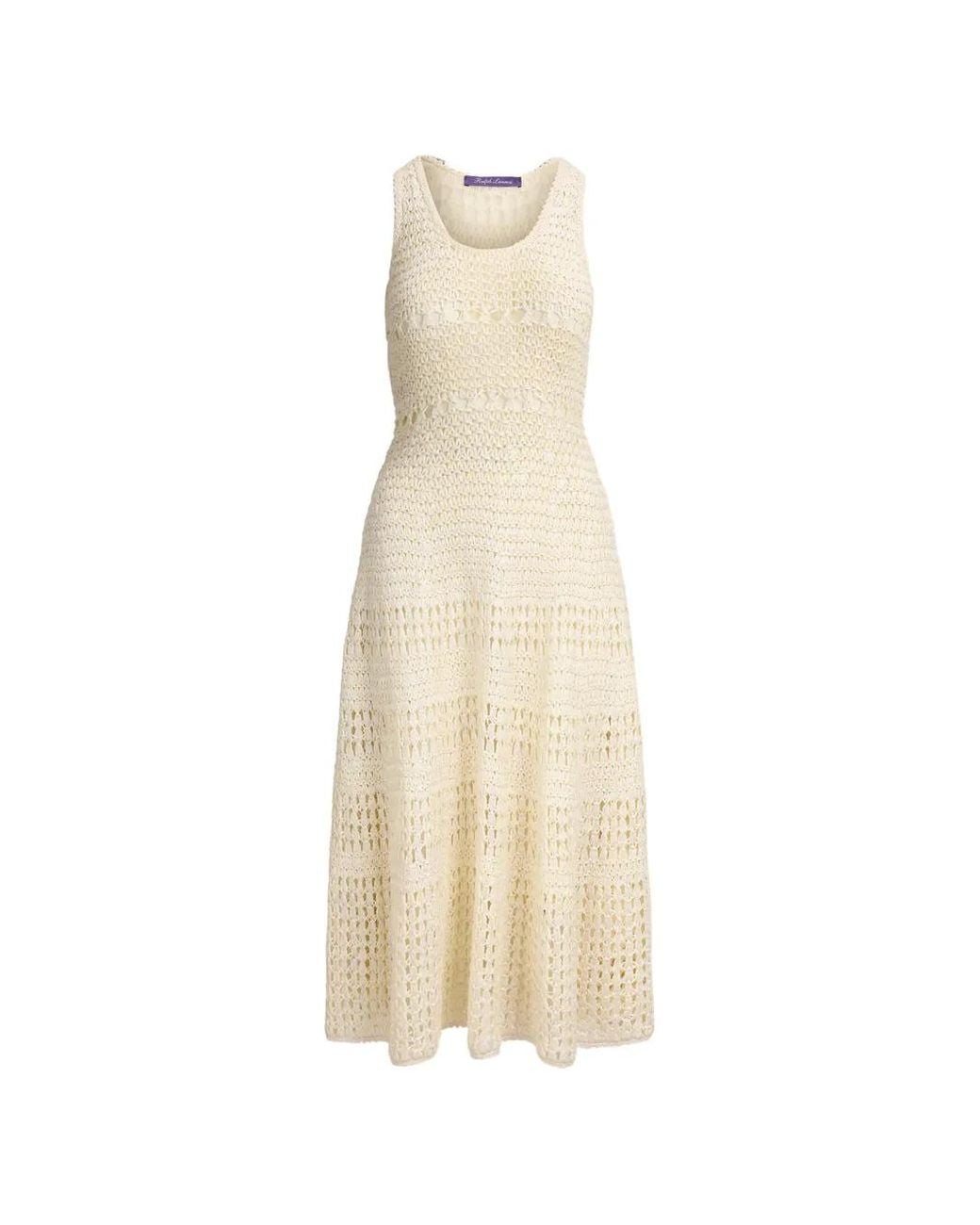 Ralph Lauren Dad Crochet Dress in White | Lyst
