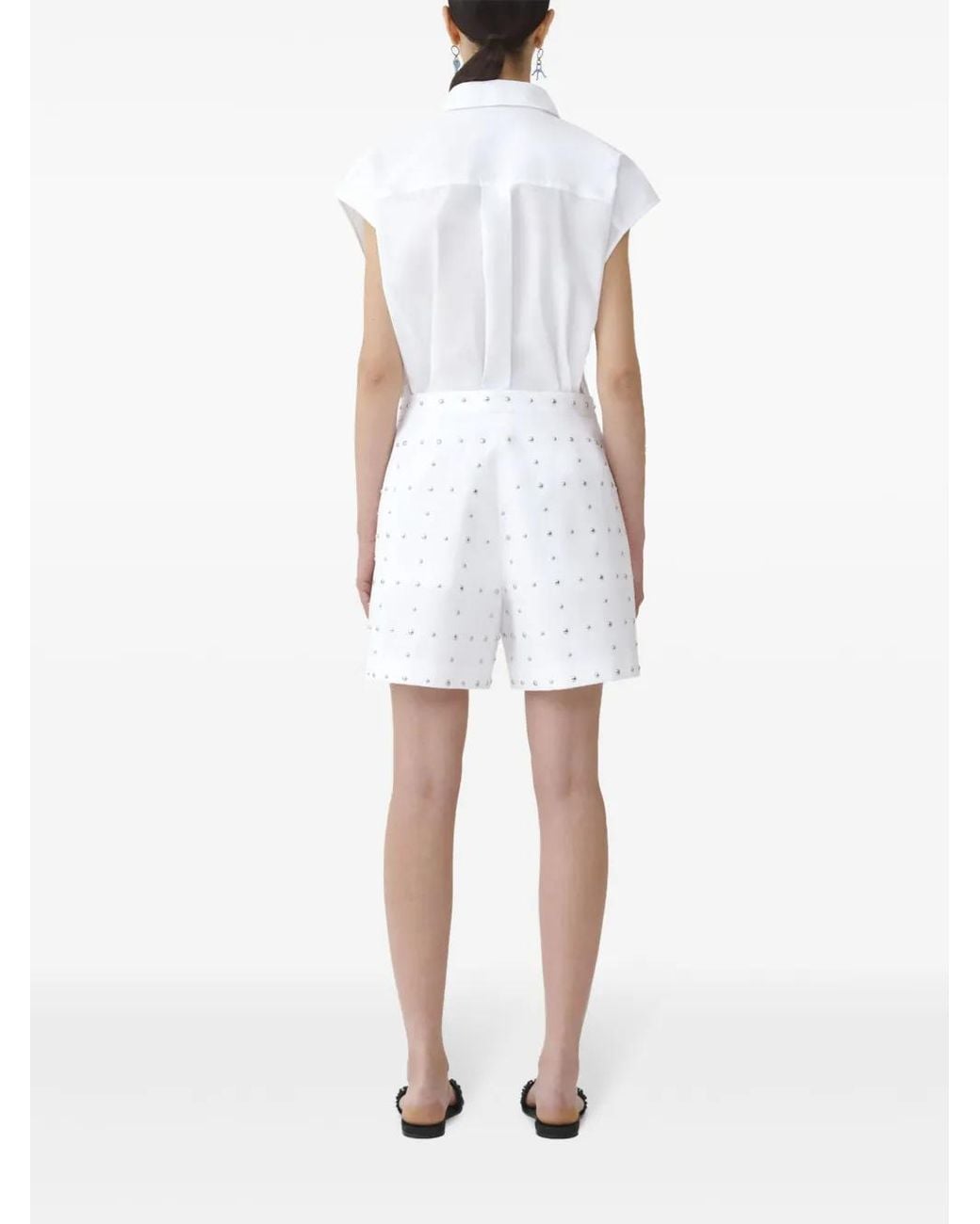 Fabiana Filippi White Stud-Detail Tailored Short