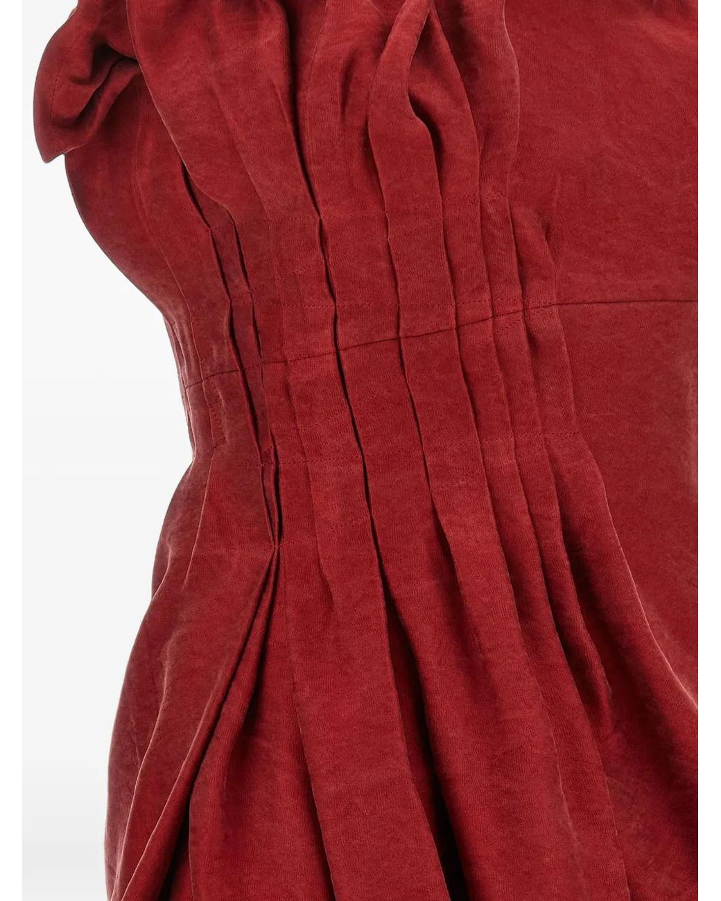 Magda Butrym Red Pleated Asymmetrical Mini Dress