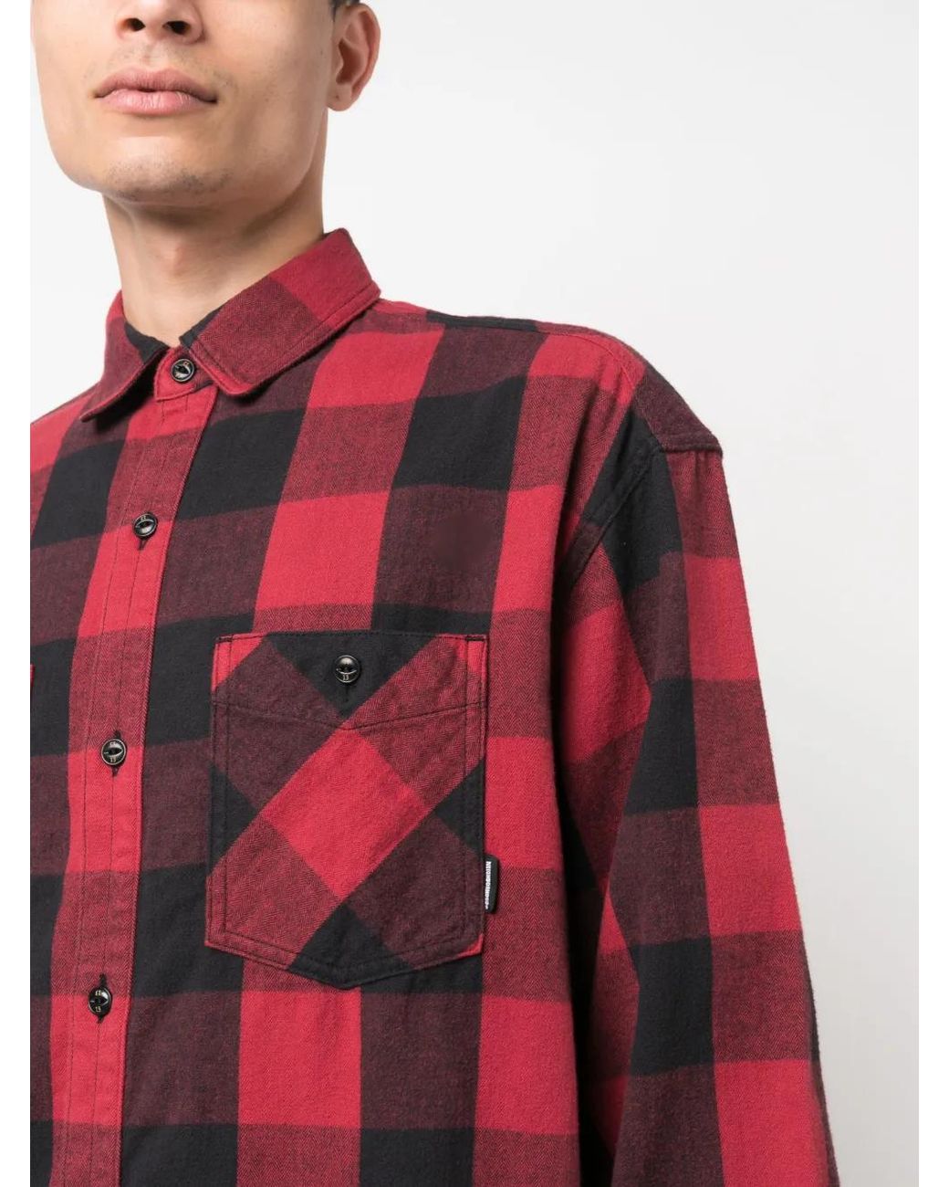Neighborhood Red Check-Pattern Cotton Shirt for men