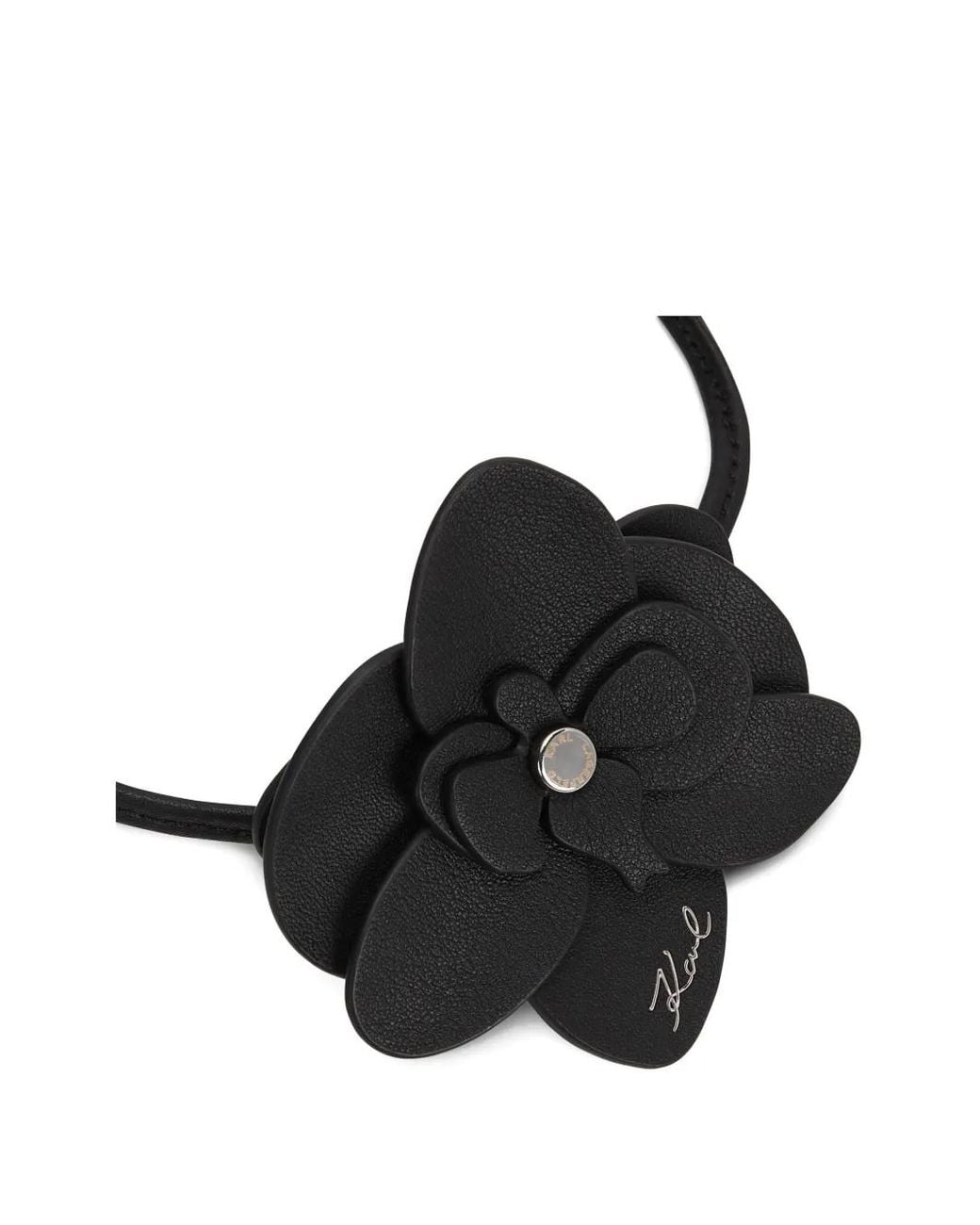 Karl Lagerfeld Black Collier K/Signature À Fleur