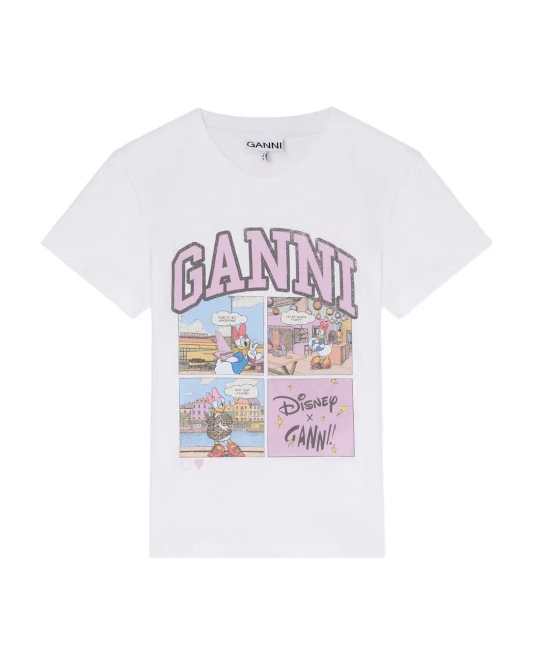 Ganni White Daisy Duck Baby Fit T-Shirt