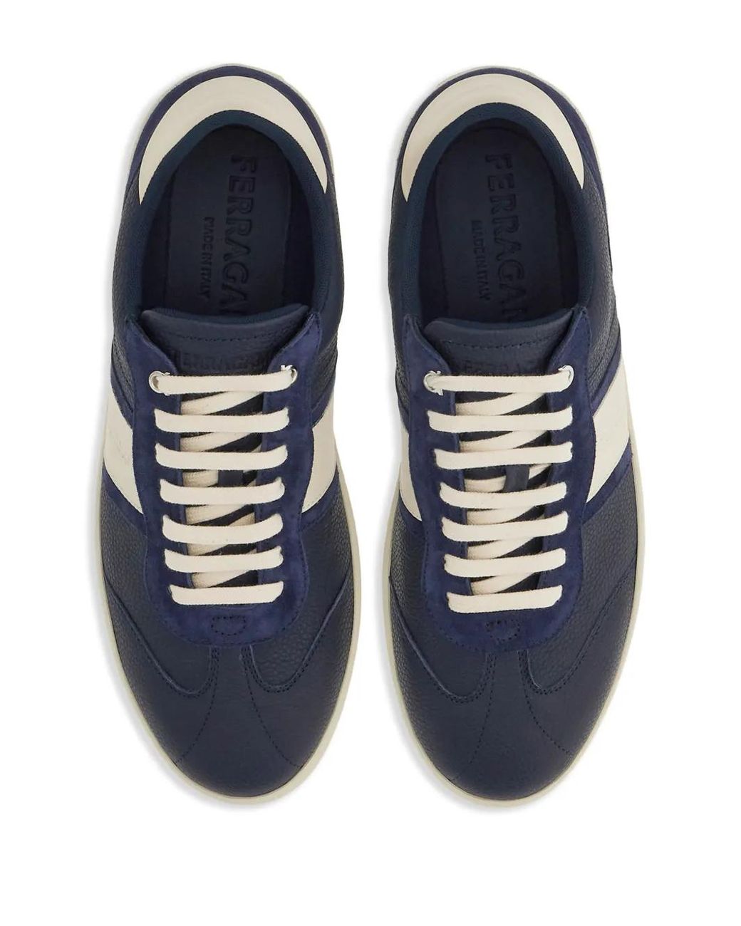 Ferragamo Blue Low Sneaker With Signature for men