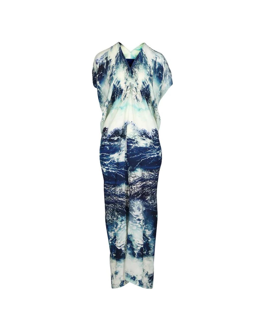 Zero + Maria Cornejo Blue Issa Graphic-Print V-Neck Maxi Dress
