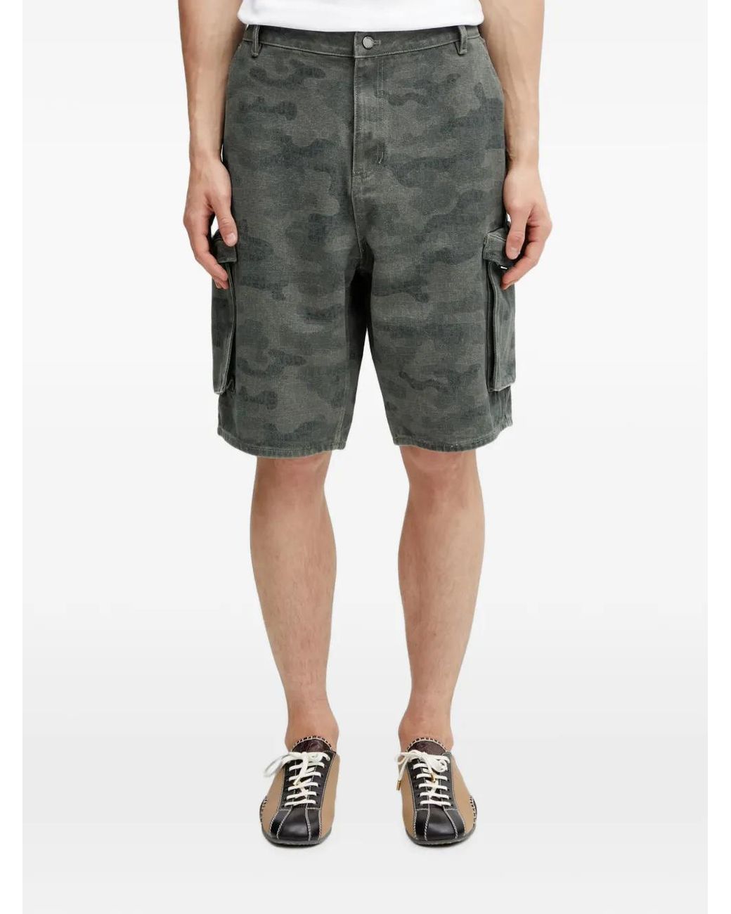 Daily Paper Gray Camouflage-Print Cargo Shorts for men