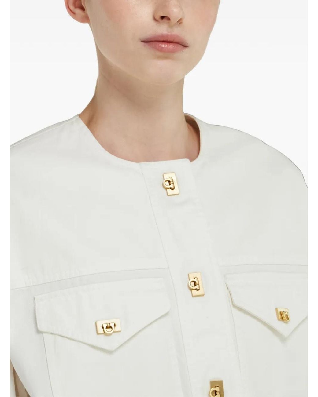 Ferragamo White Washed Gabardine Shirt