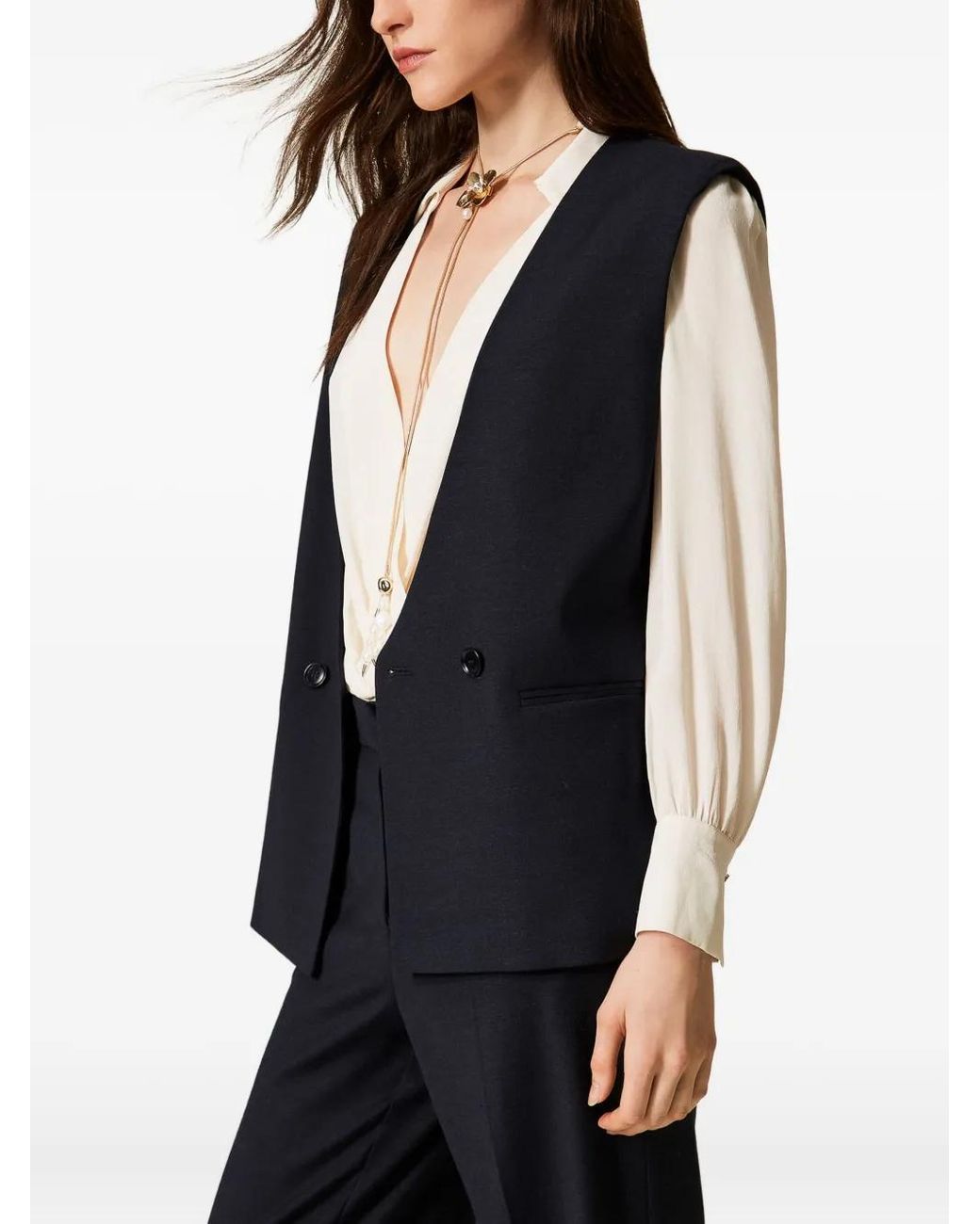 Twinset Black Double-Breasted Waistcoat