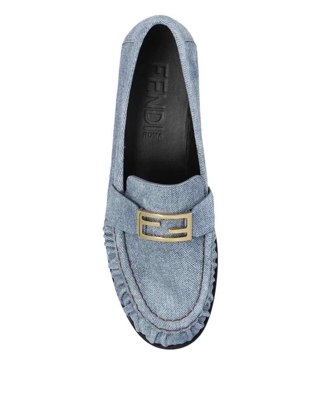 Fendi Blue Baguette Loafers