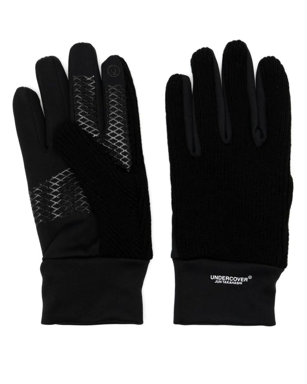 Undercover Black Logo Print Gloves for men