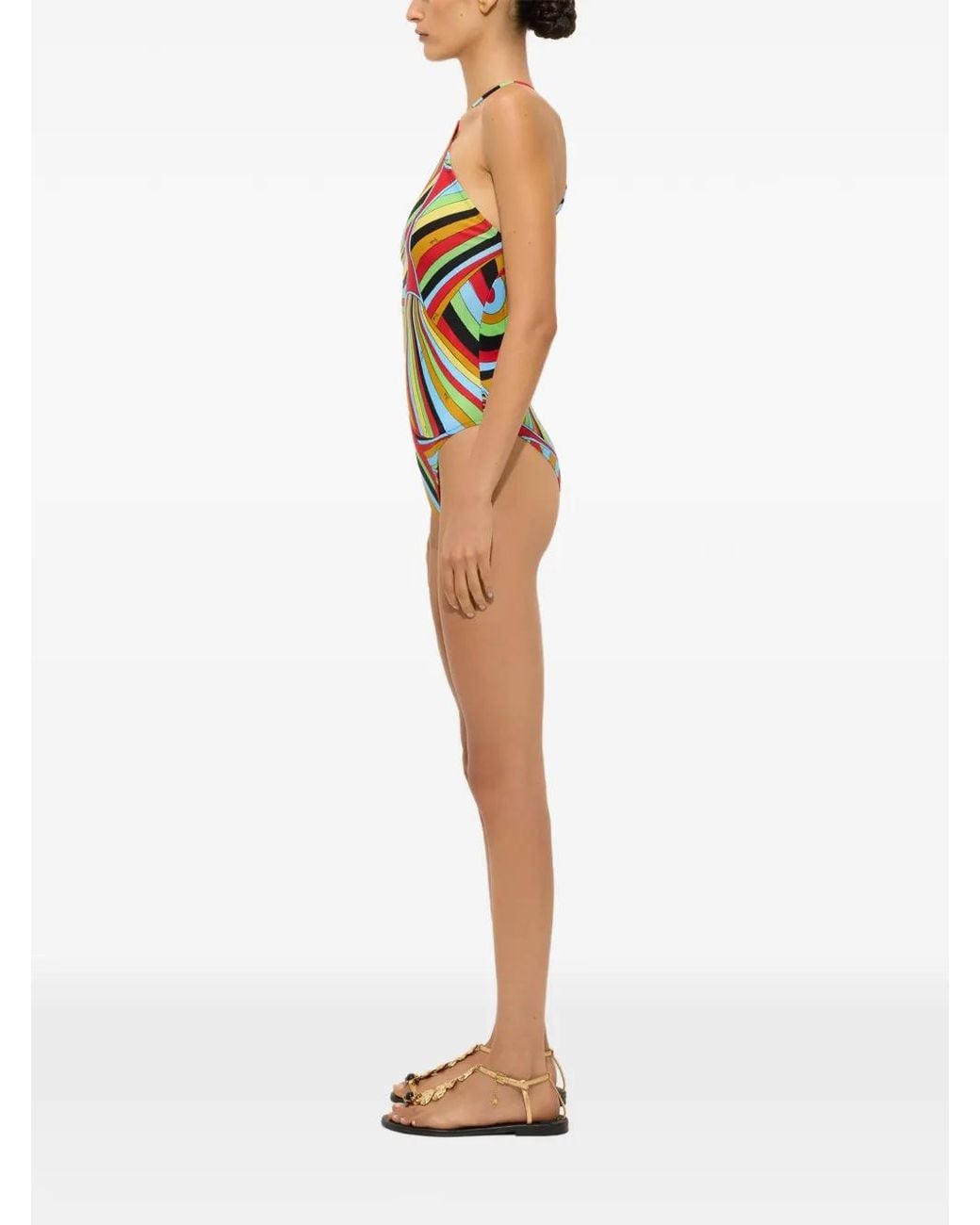 Emilio Pucci White Iride Print Swimsuit