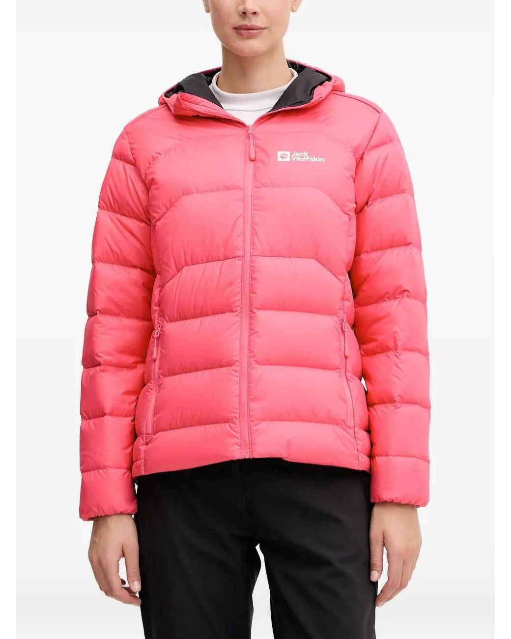 Jack Wolfskin Red Ather Down Hooded Quilted Performance Jacket
