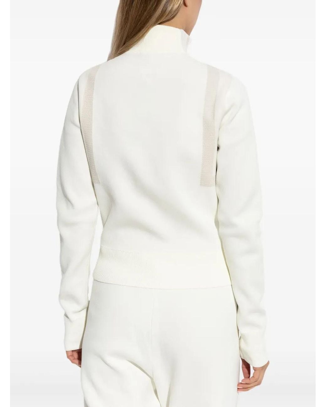 Adidas White Zip-Front Ribbed Cardigan