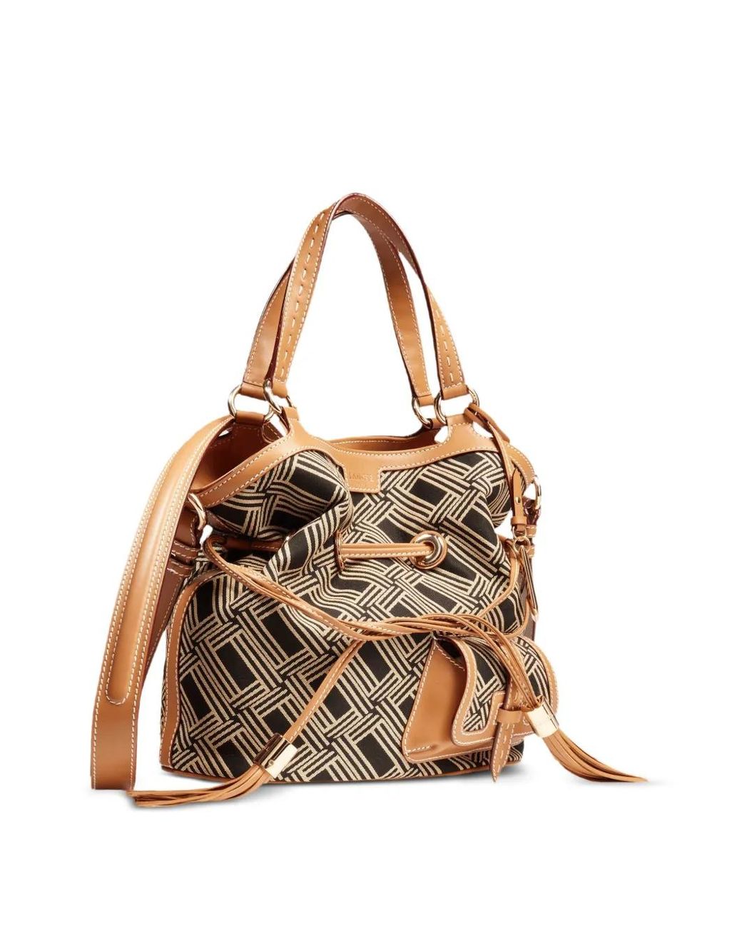 Lancel Brown Premier Flirt Geometric-Pattern Bucket Bag