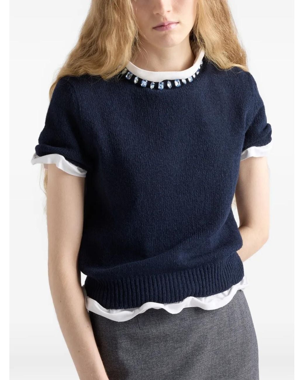 Prada Blue Knit Top