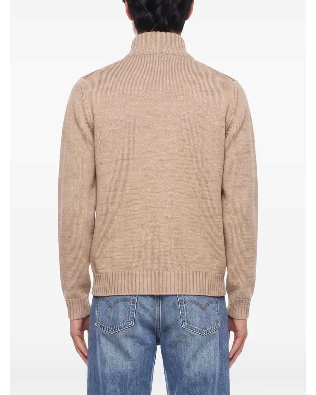 MANIFATTURE DEL NORD Natural Button-Up Knitted Coat for men