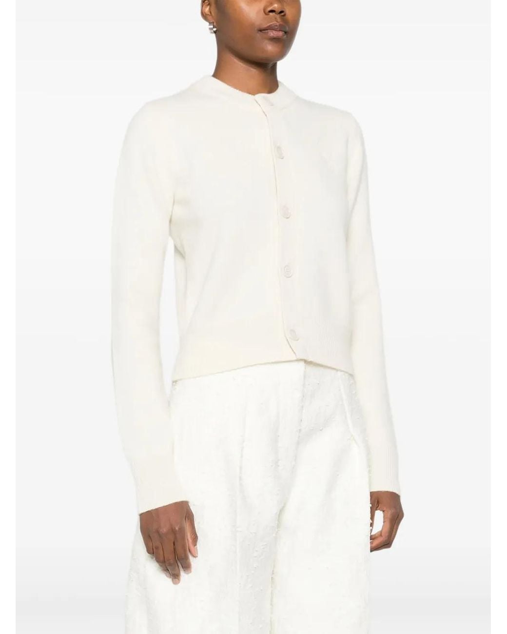 AMI White Button-Front Cardigan