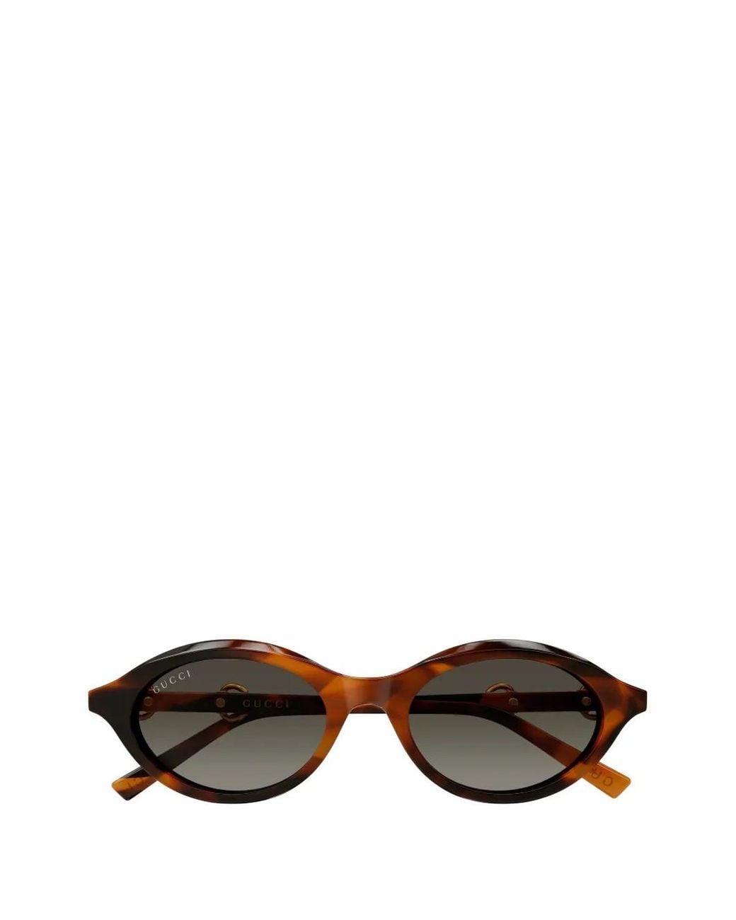 Gucci Brown Horsebit Oval-Frame Sunglasses