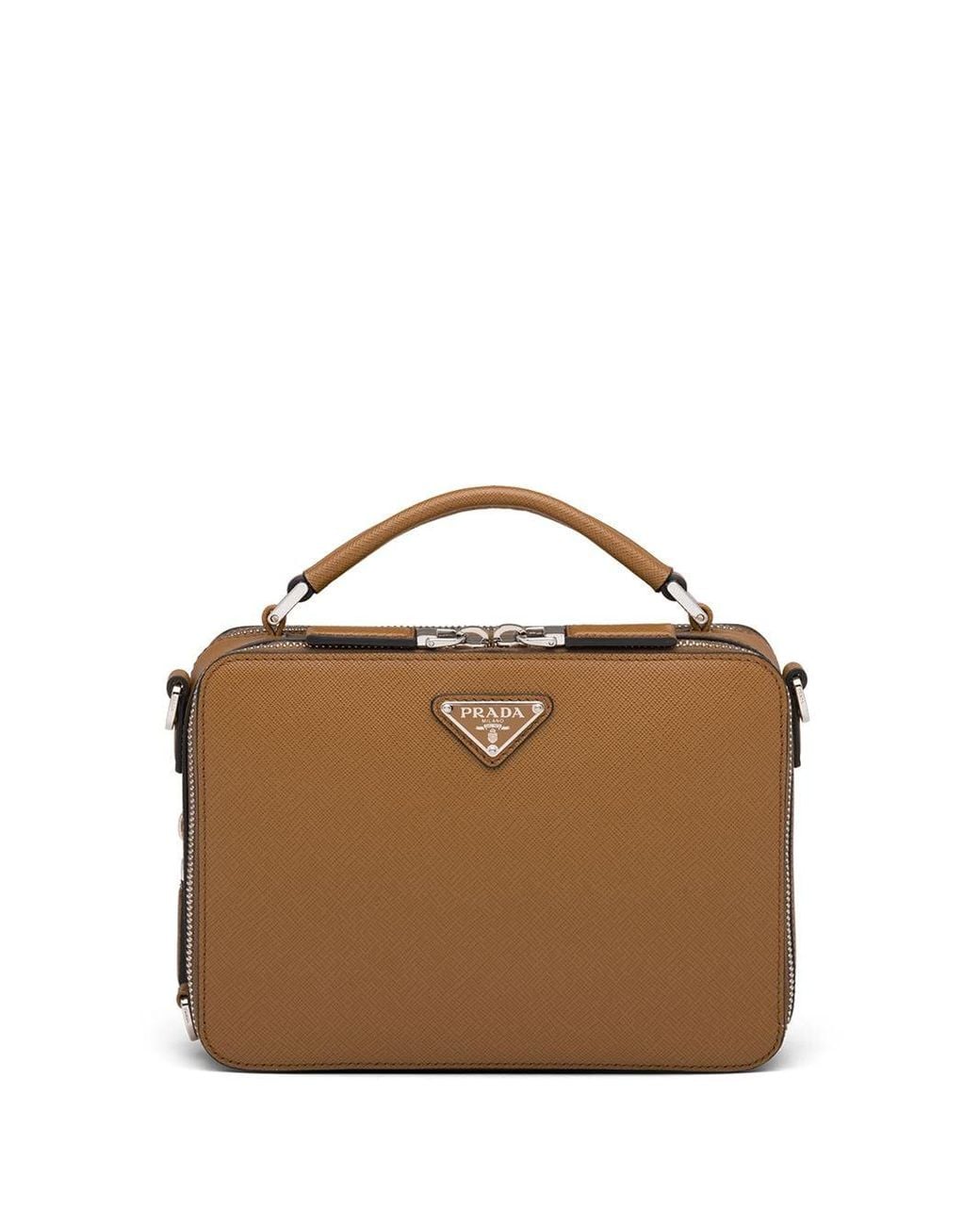 Prada Brique Saffiano Leather Messenger Bag in Brown for Men | Lyst