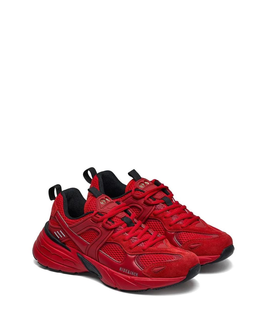 HIDE & JACK Red Mesh Panelled Sneakers