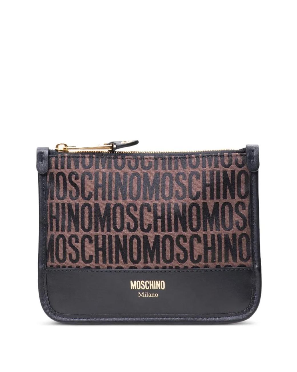 Moschino Gray Lost And Found Logo-Print Clutch Bag