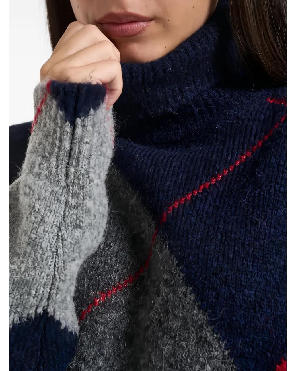 Semicouture Black Argyle-Pattern Sweater