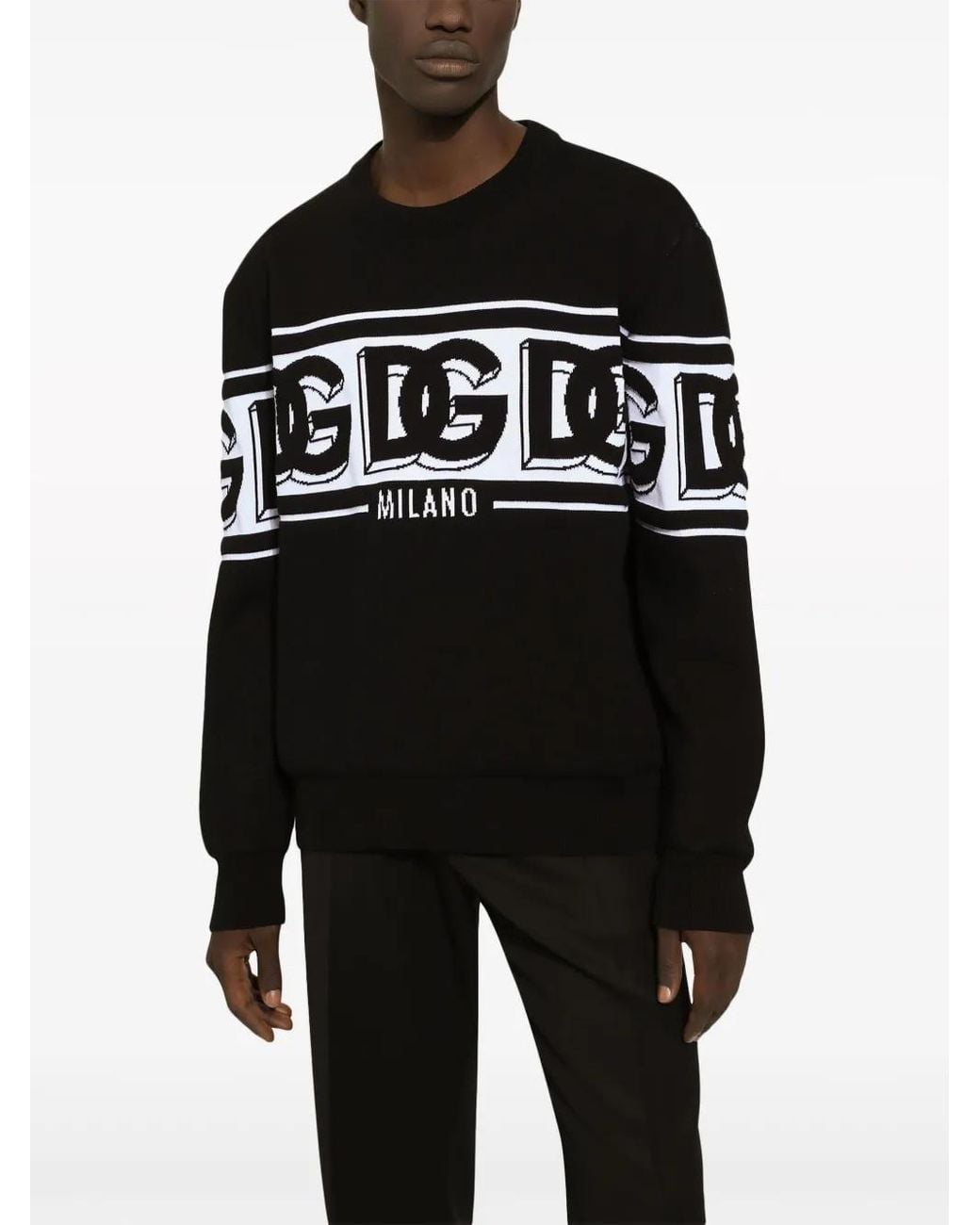 Dolce & Gabbana Black Round-Neck Knitwear for men