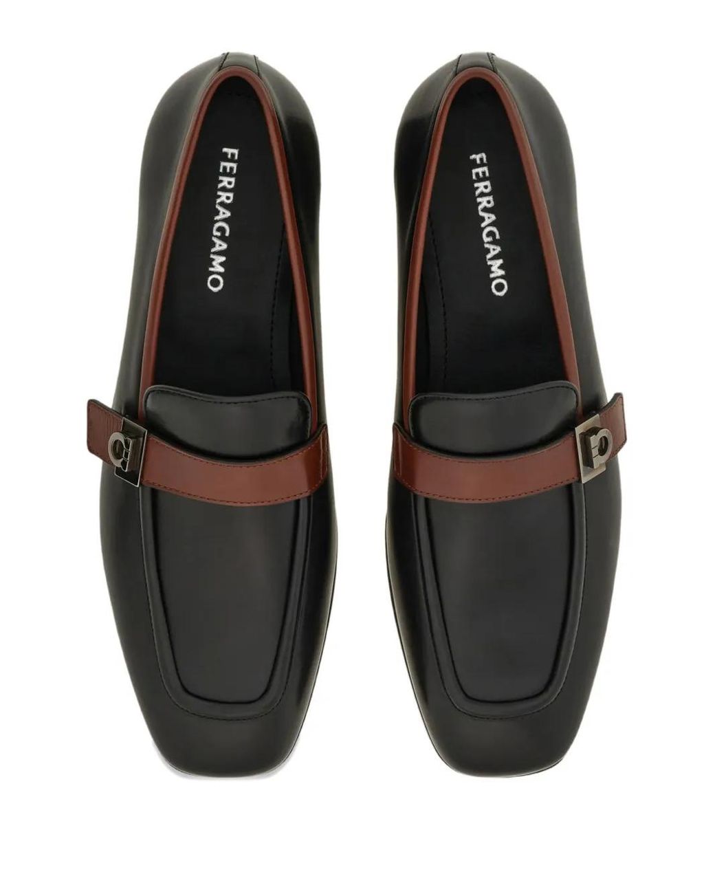 Ferragamo Black Gancini Hug-Buckle Loafers for men