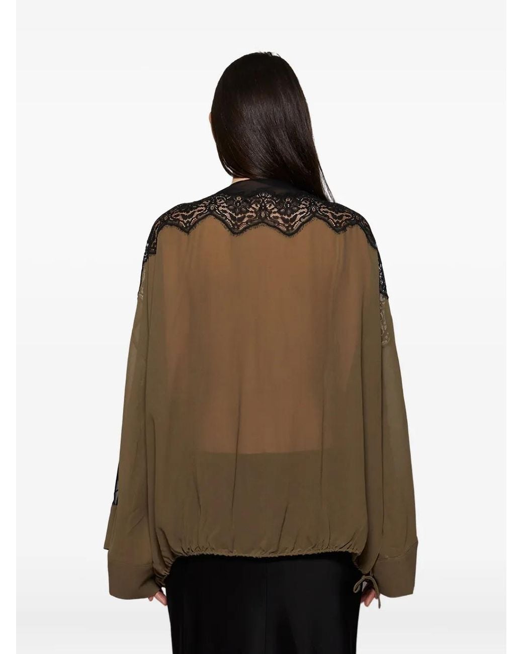 Christopher Esber Brown Lace-Paneled Tunic