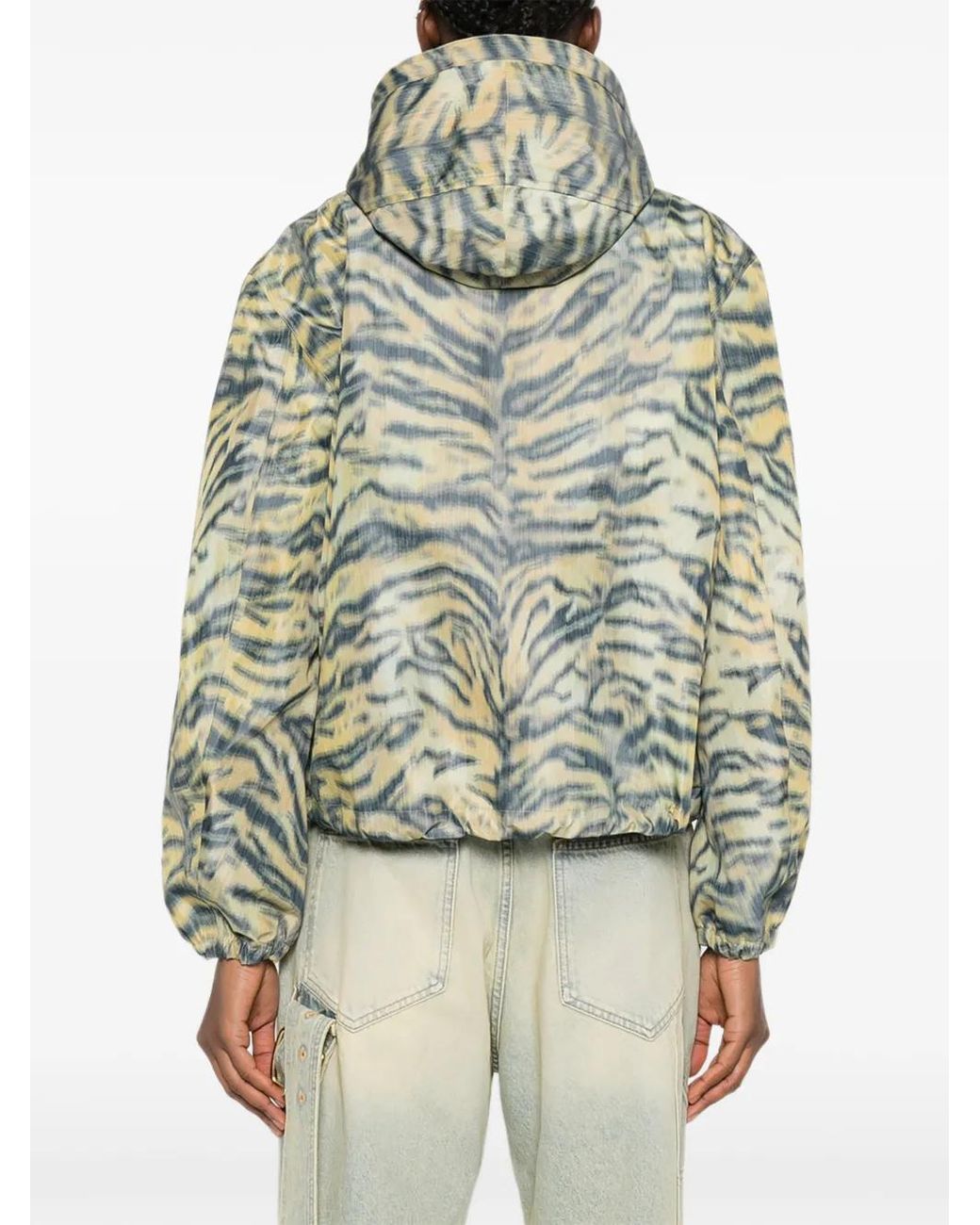 KENZO Green Hooded Animal-Print Jacket