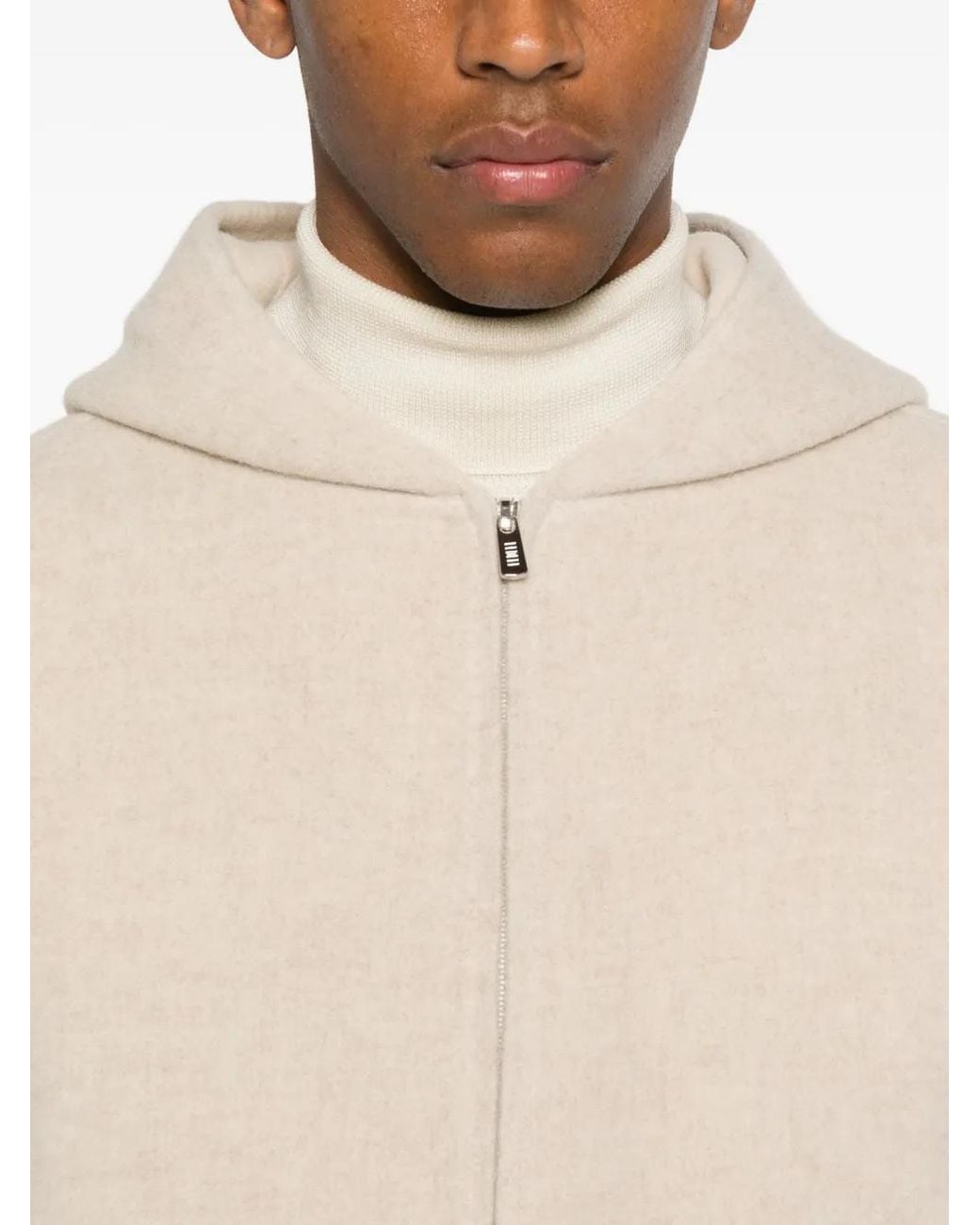Fedeli Natural Hooded Zip-Front Jacket for men