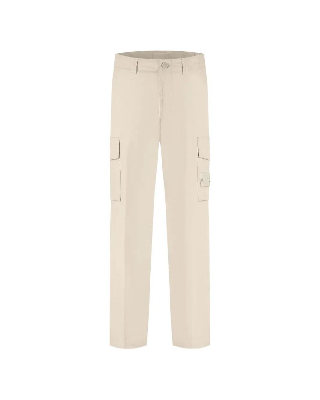 Stone Island White 3100021 All-Weather Cotton Canvas Ghost Trousers for men