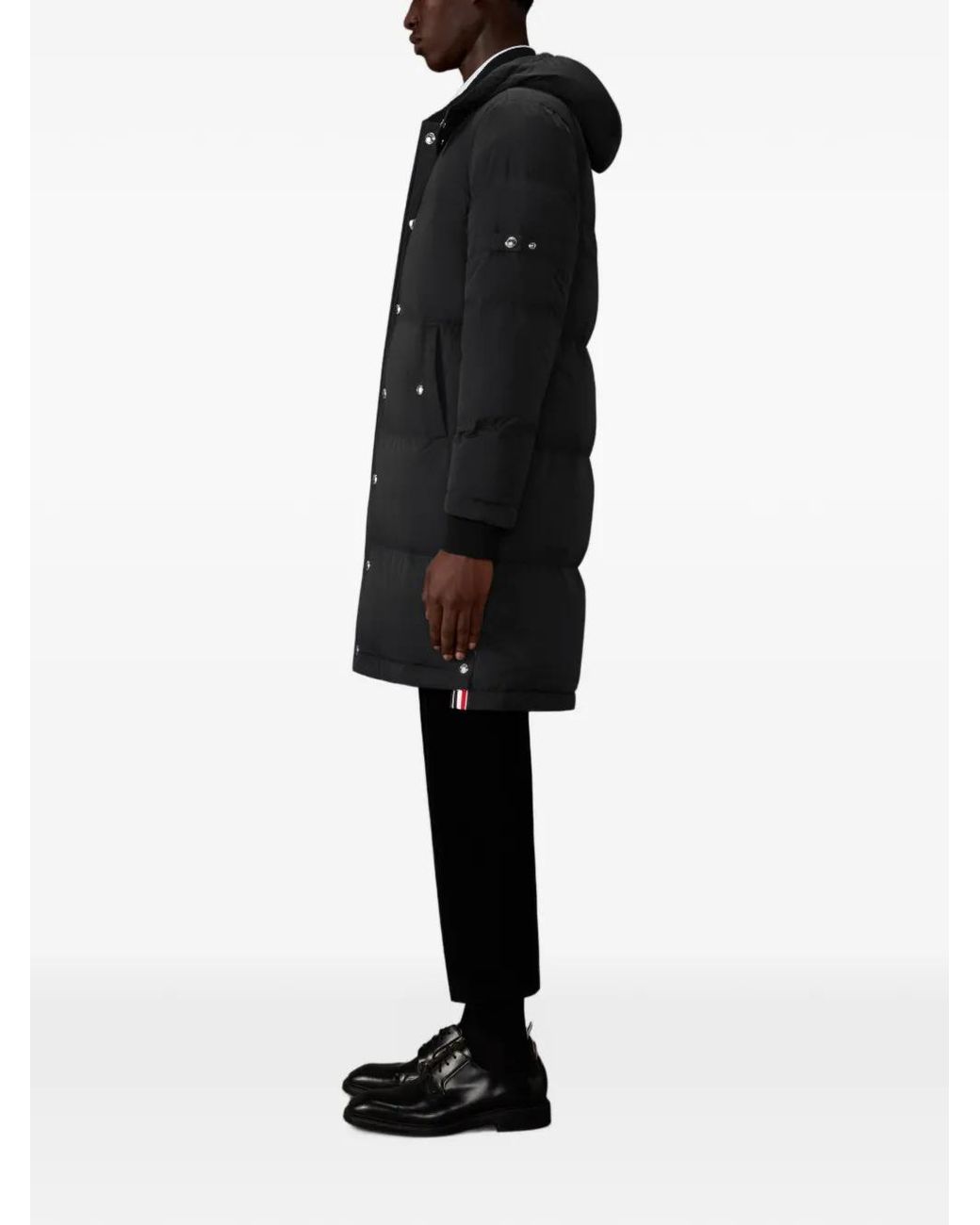 Thom Browne Black Snap-Fastening Padded Coat for men
