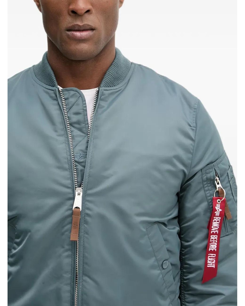 Alpha Industries Blue Zip-Up Bomber Jacket for men
