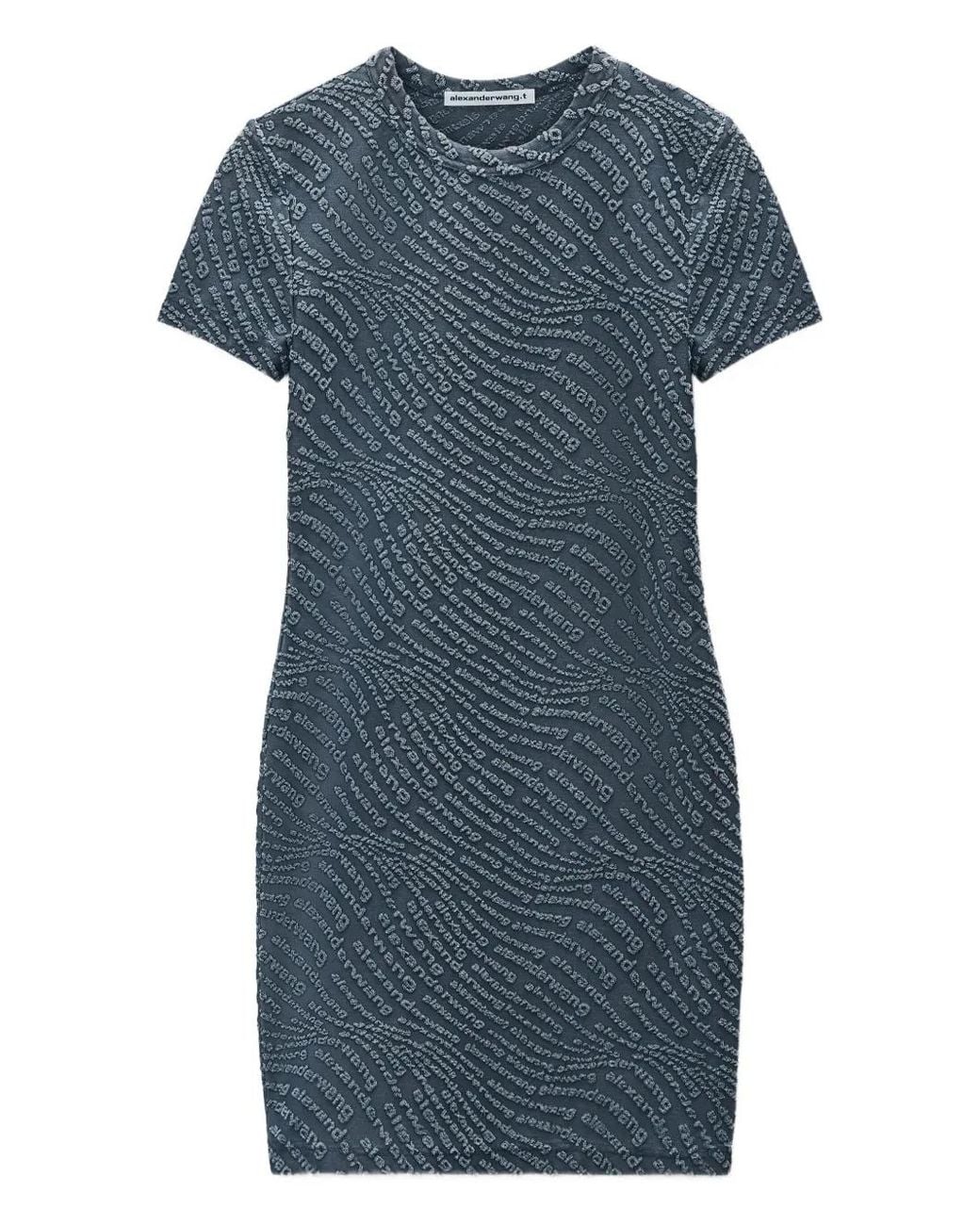 Alexander Wang Blue Logo Jacquard Shrunken Minidress