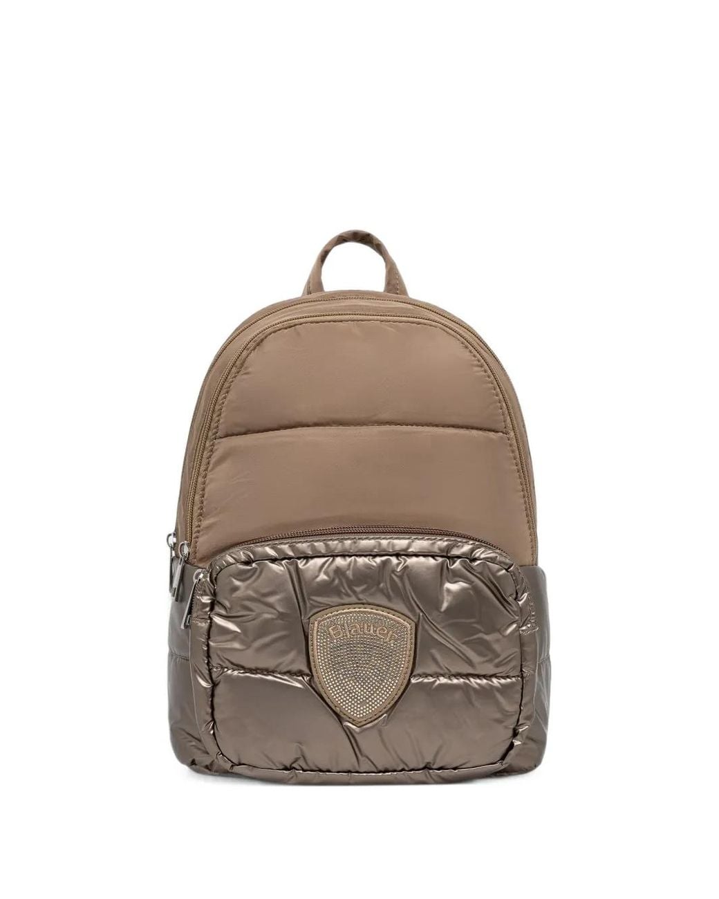 Blauer Brown Quilted Crystal-Logo Backpack