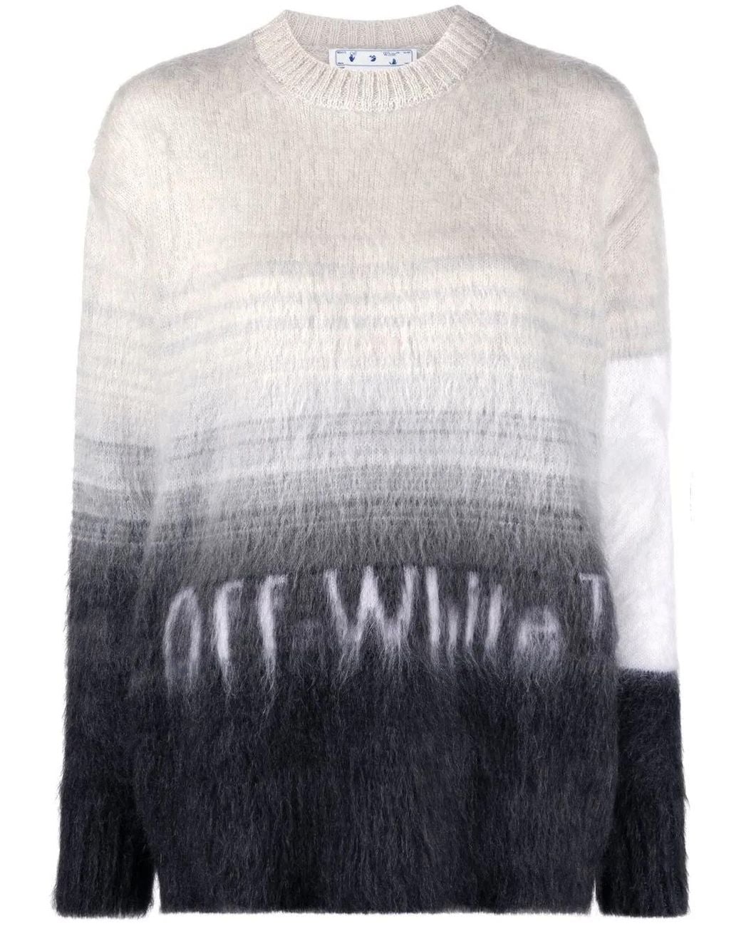 Off-White c/o Virgil Abloh Blue Intarsia-Logo Crew-Neck Jumper