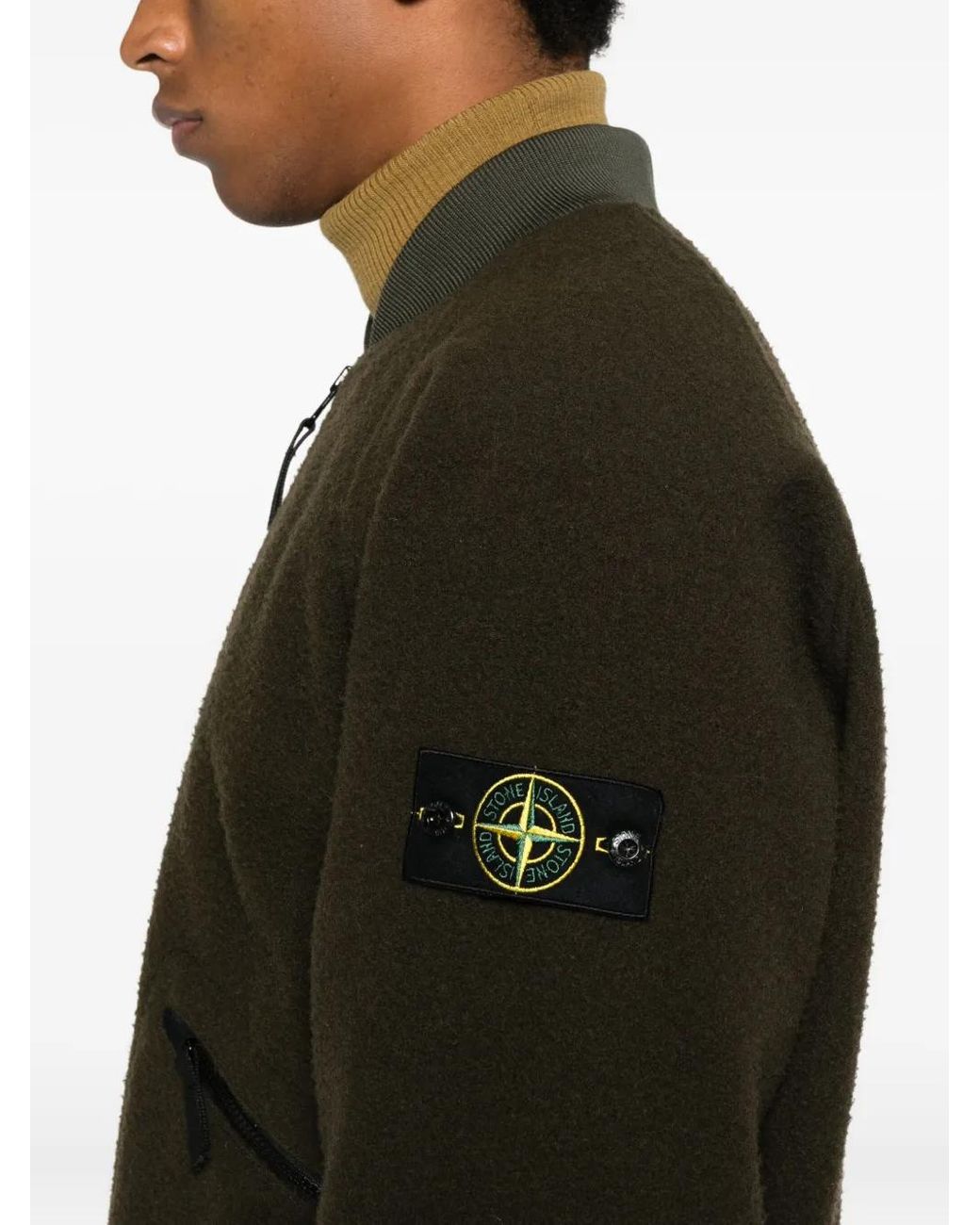 Stone Island Black Logo-Patch Bomber Jacket for men