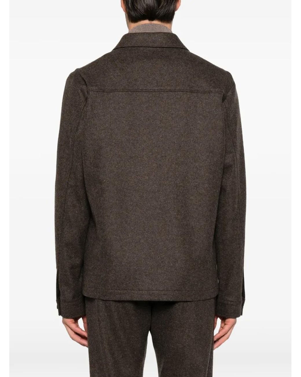 Corneliani Brown Button-Up Wool Jacket for men
