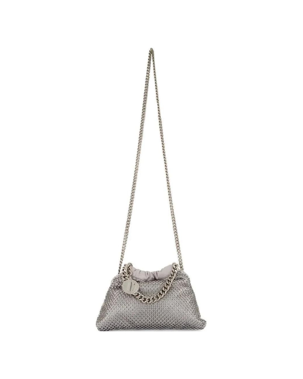 Stella McCartney White Mini Falabella Crystal-Mesh Shoulder Bag