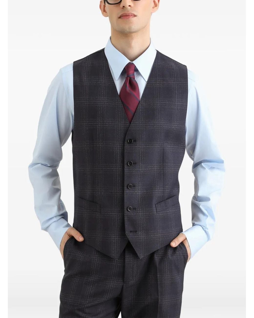 Dolce & Gabbana Black Single-Breasted Martini Light Checked Wool Suit for men