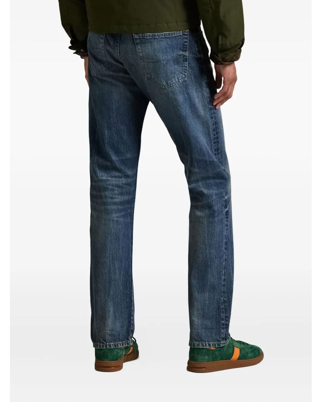 Polo Ralph Lauren Blue Repaired-Detail Cotton Jeans for men