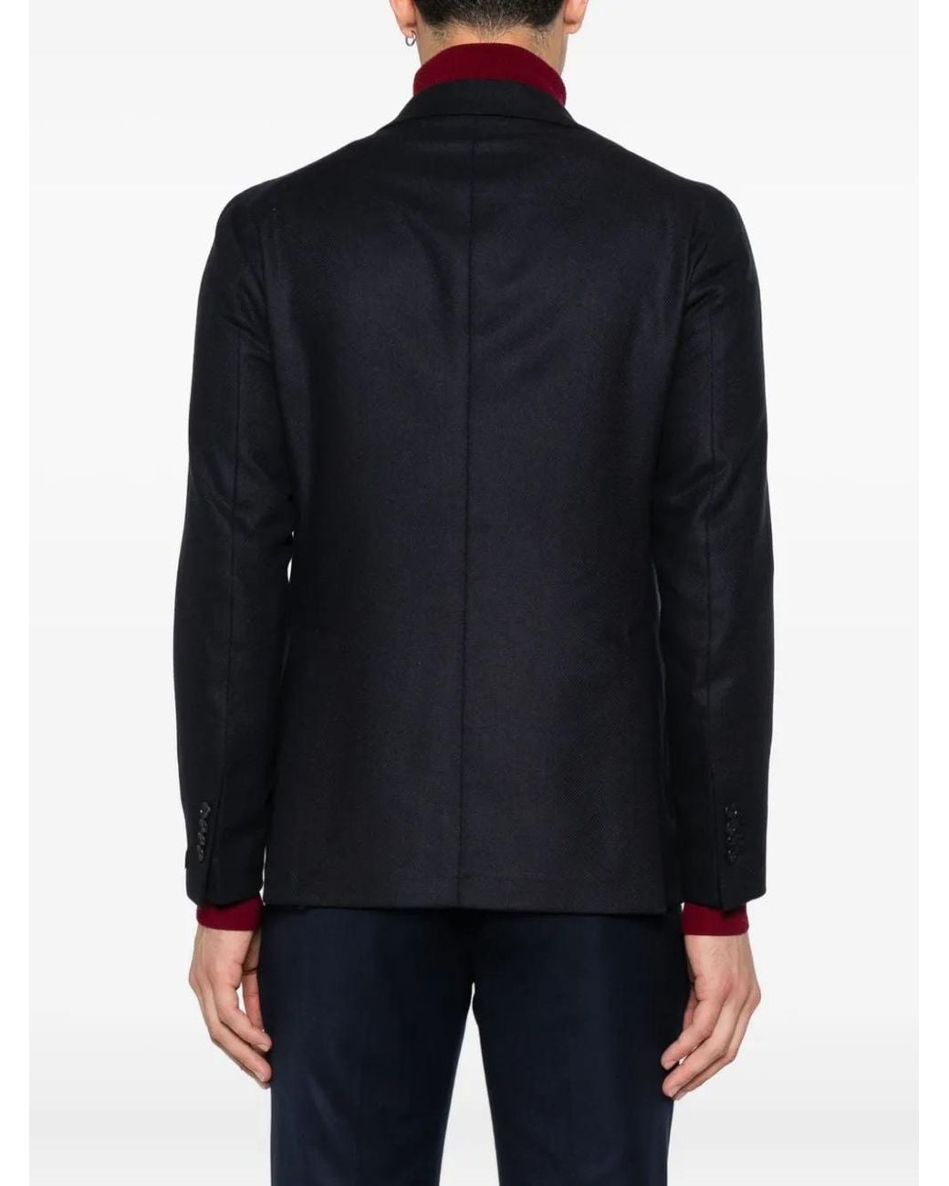 Tagliatore Black Patch-Pocket Two-Button Jacket for men